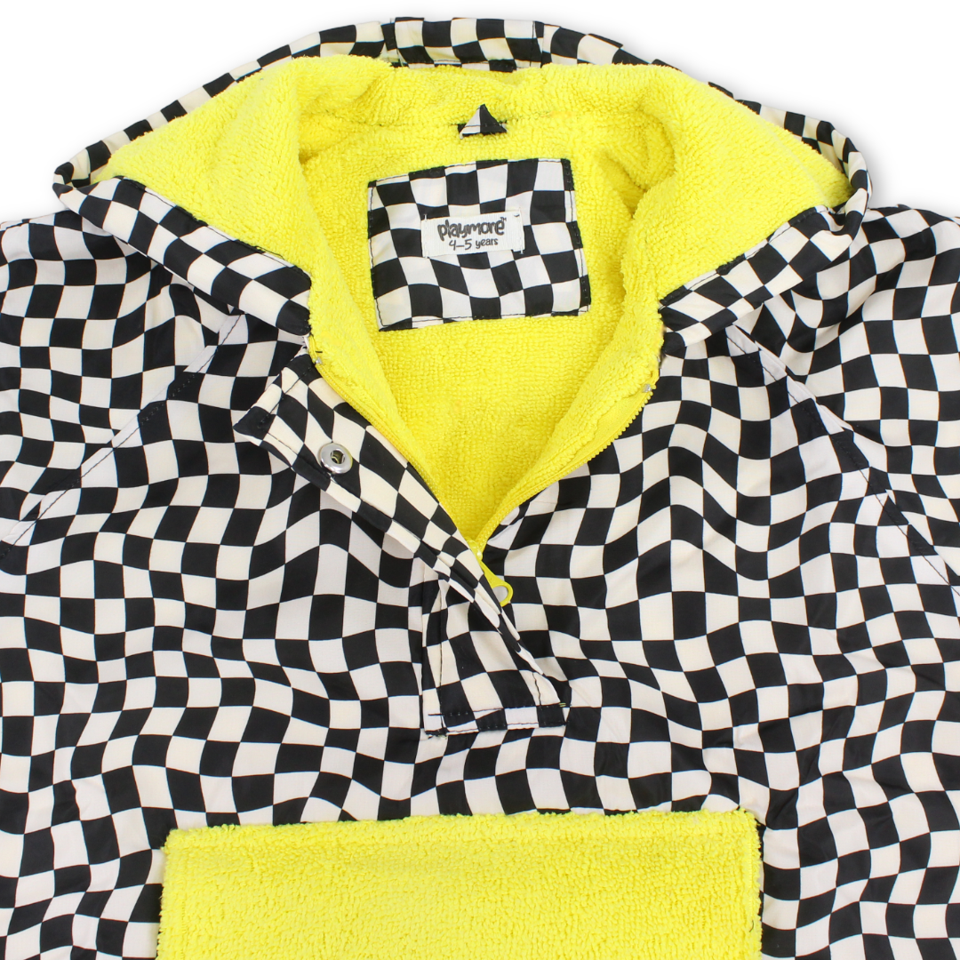 Boys Waterproof Poncho – Black & White Checkered