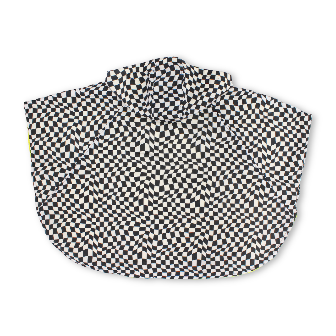 Boys Waterproof Poncho – Black & White Checkered