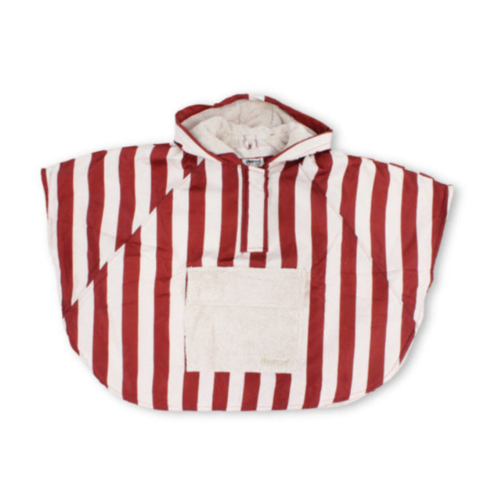 Boys Waterproof Poncho – Marron & White Striped