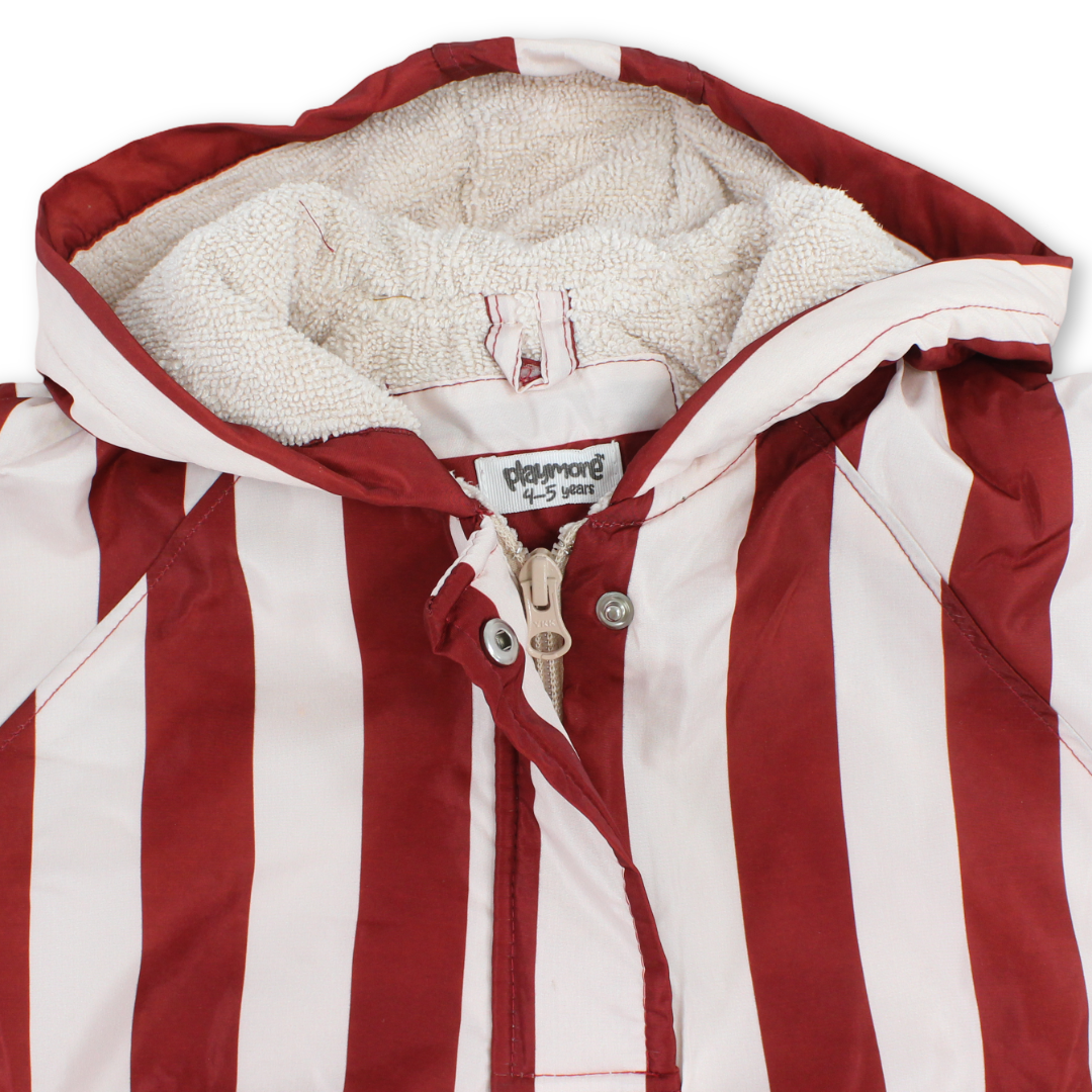 Boys Waterproof Poncho – Marron & White Striped