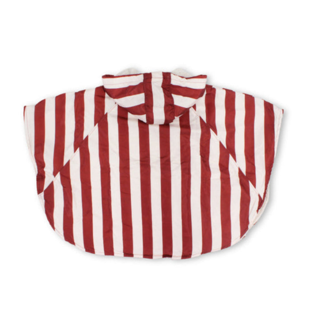Boys Waterproof Poncho – Marron & White Striped