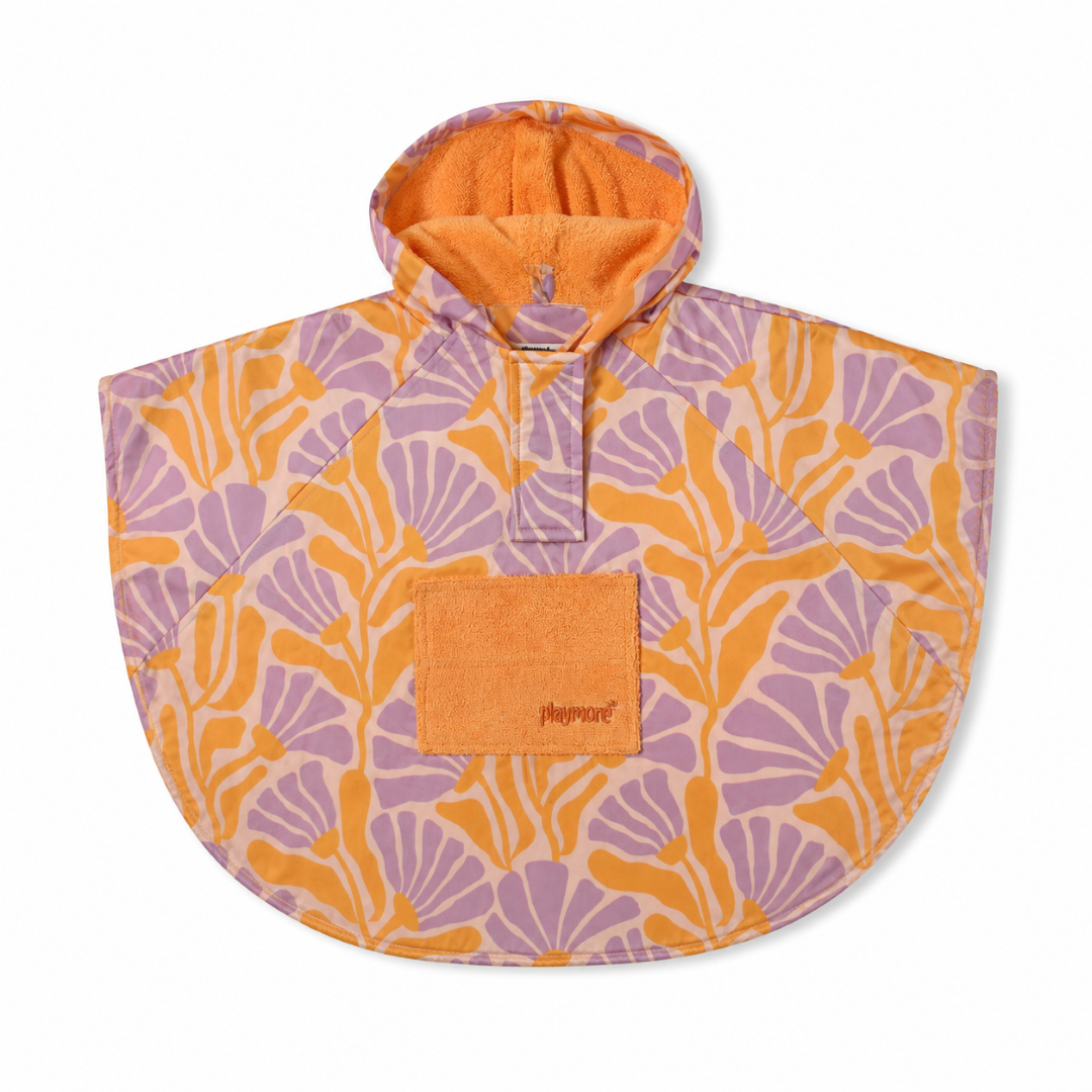 Baby Girls Waterproof Poncho – Orange & Purple