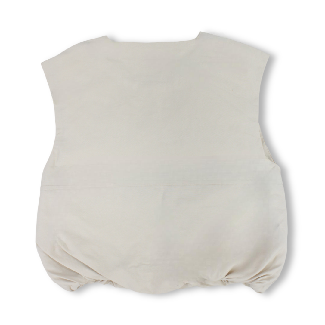 Boys Gabardine Sleeveless Vest – Beige