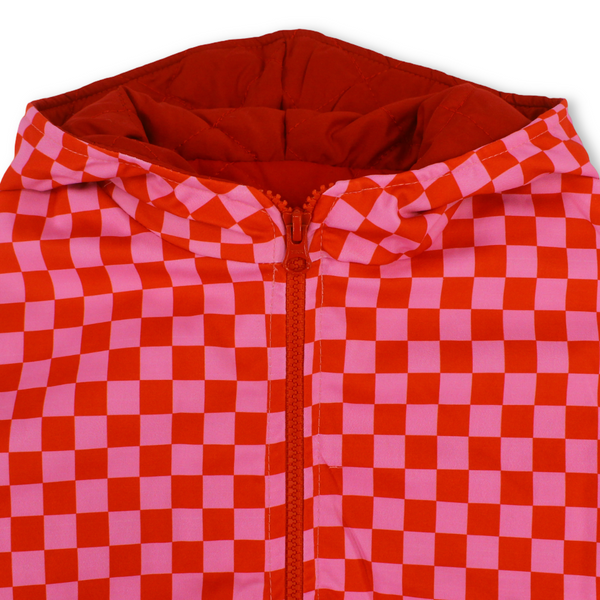 Girls Waterproof Jacket – Red & Pink Checkered