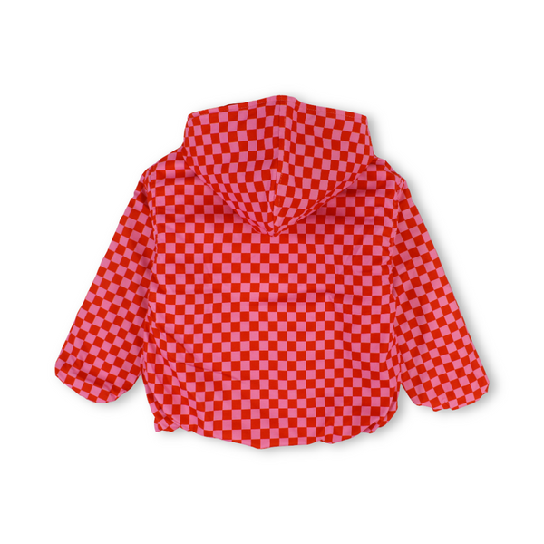 Girls Waterproof Jacket – Red & Pink Checkered