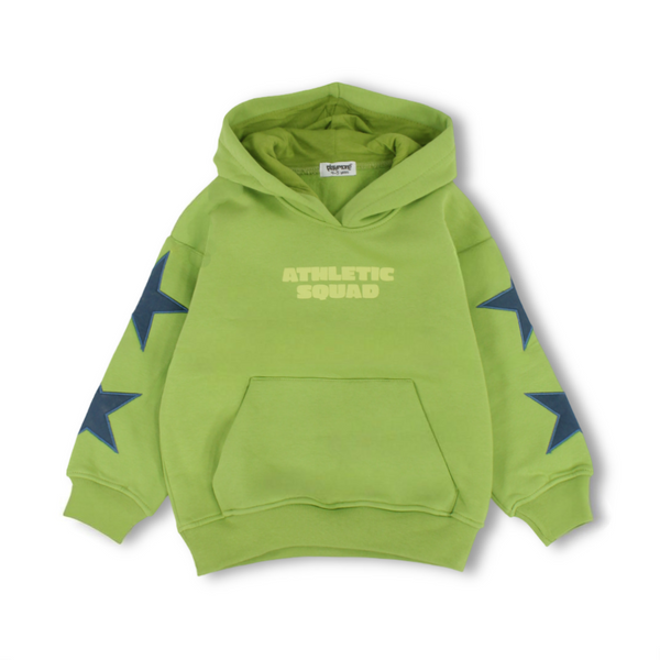 Unisex Cotton Hoodie – Green with "Athletic Squad" Print