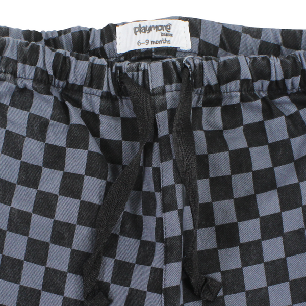 Unisex Baby Gabardine Pants – Grey Checkered