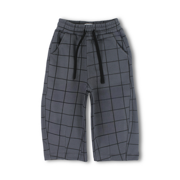 Boys Cotton Sweat Pants – Grey Checkered