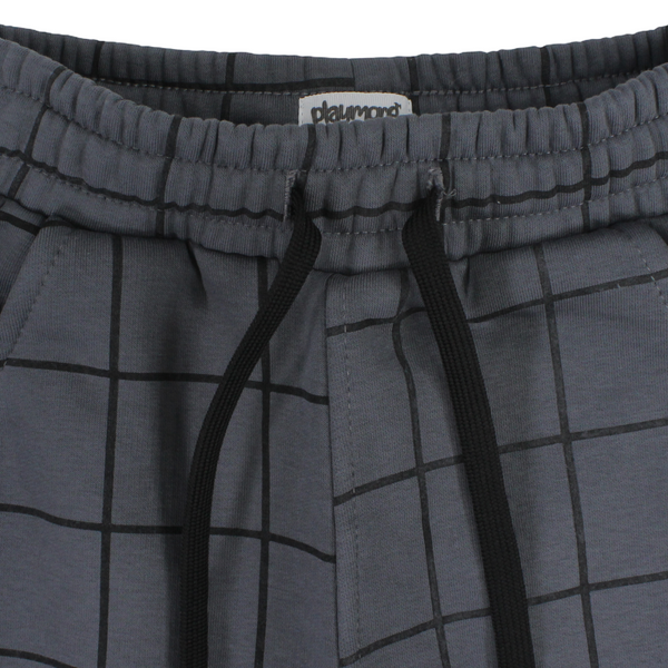 Boys Cotton Sweat Pants – Grey Checkered