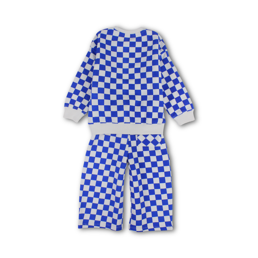 Boys Cotton Outfit set – Blue Checkered Print