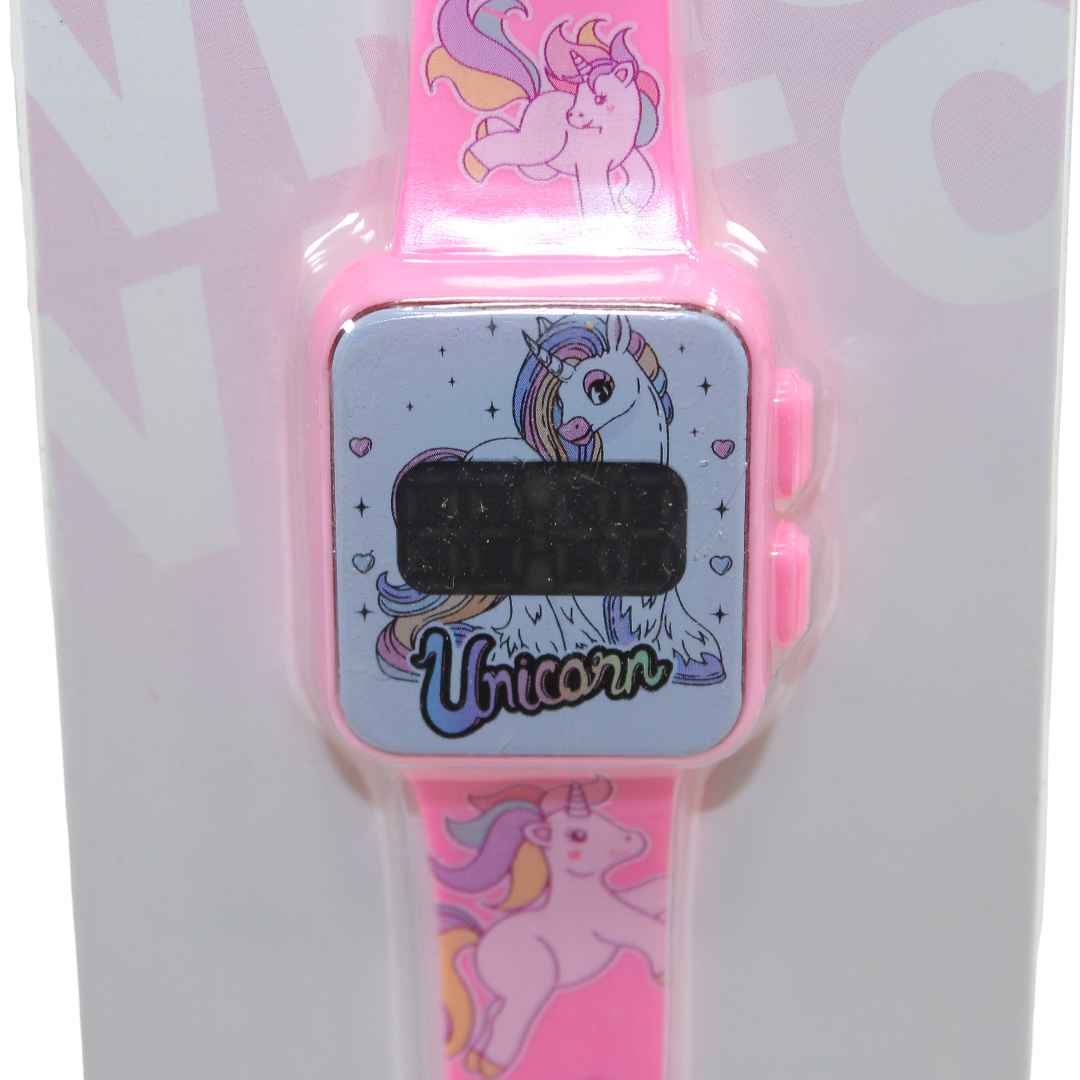 Unicorn Learning Watch with LED Square and Plastic Ribbon