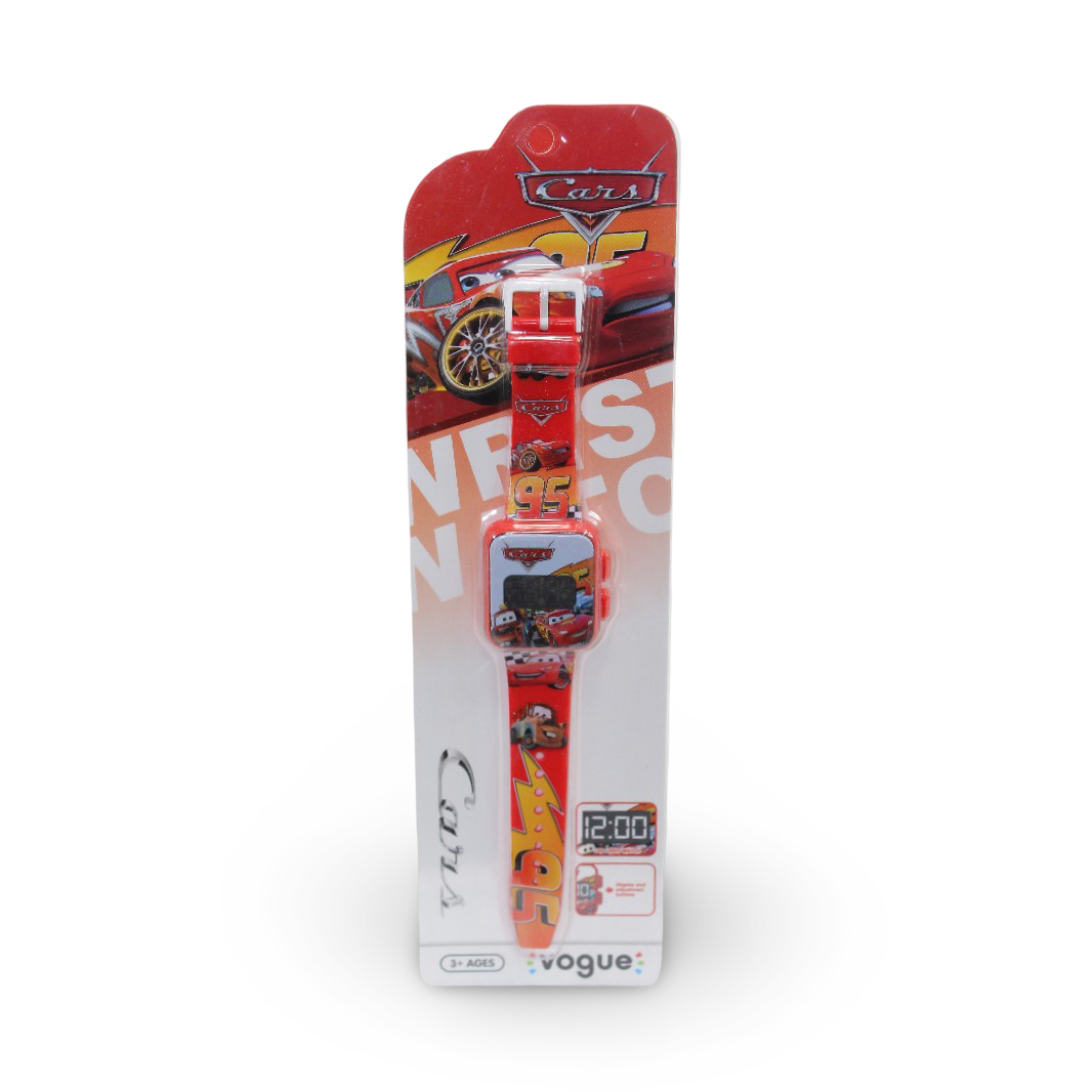 Cars Learning Watch with LED Square and Plastic Ribbon