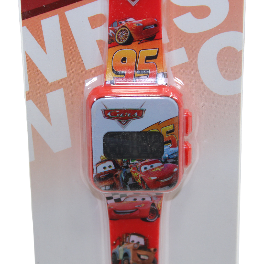 Cars Learning Watch with LED Square and Plastic Ribbon