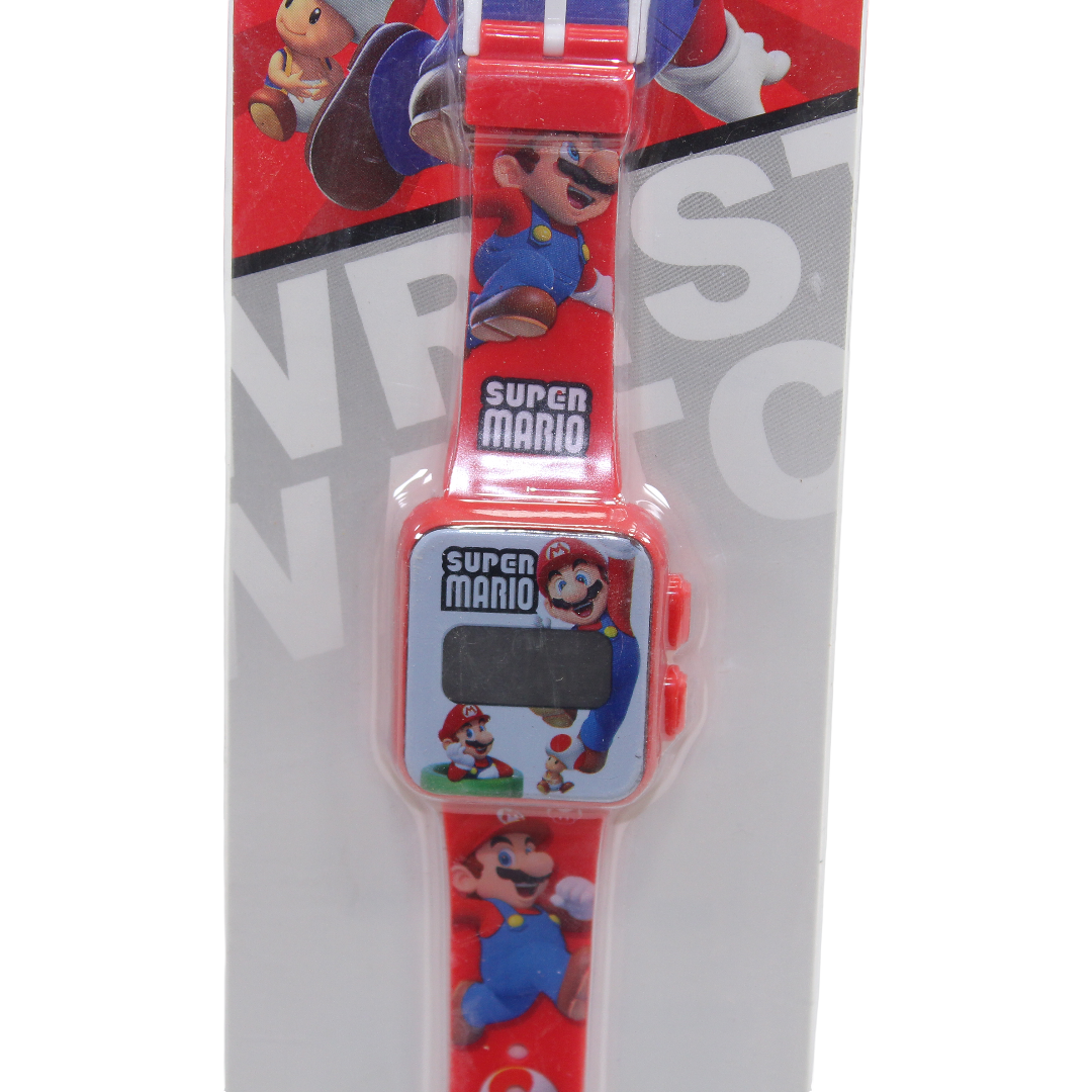 Super Mario Learning Watch with LED Square and Plastic Ribbon