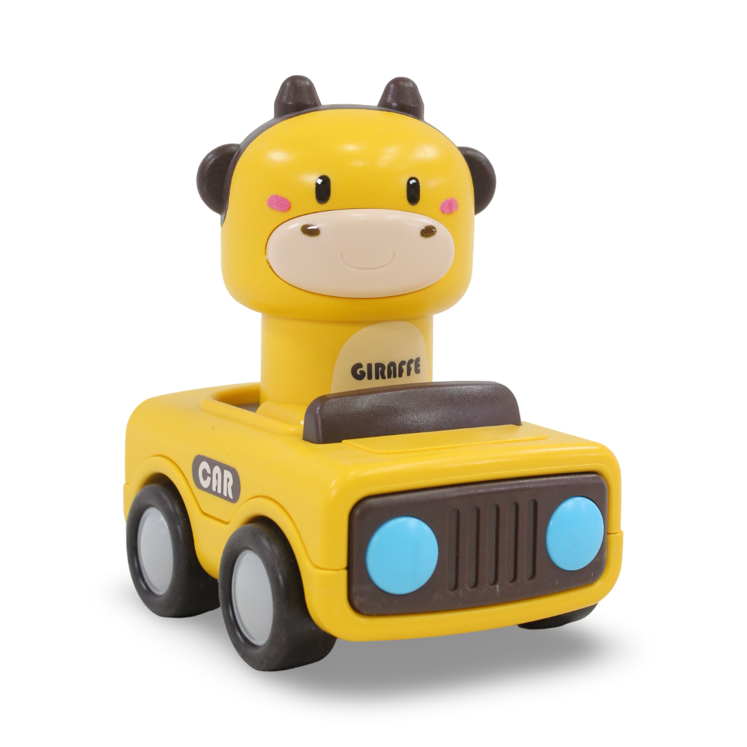 Press & Go Giraffe Car Figure – Yellow