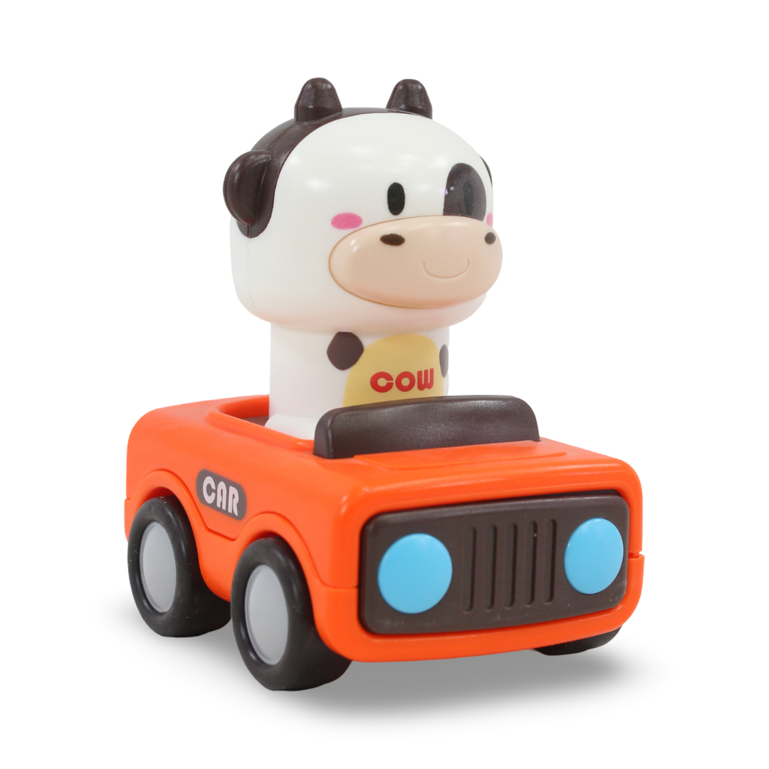 Press & Go Cow Car Figure – Orange - Toys - OKO