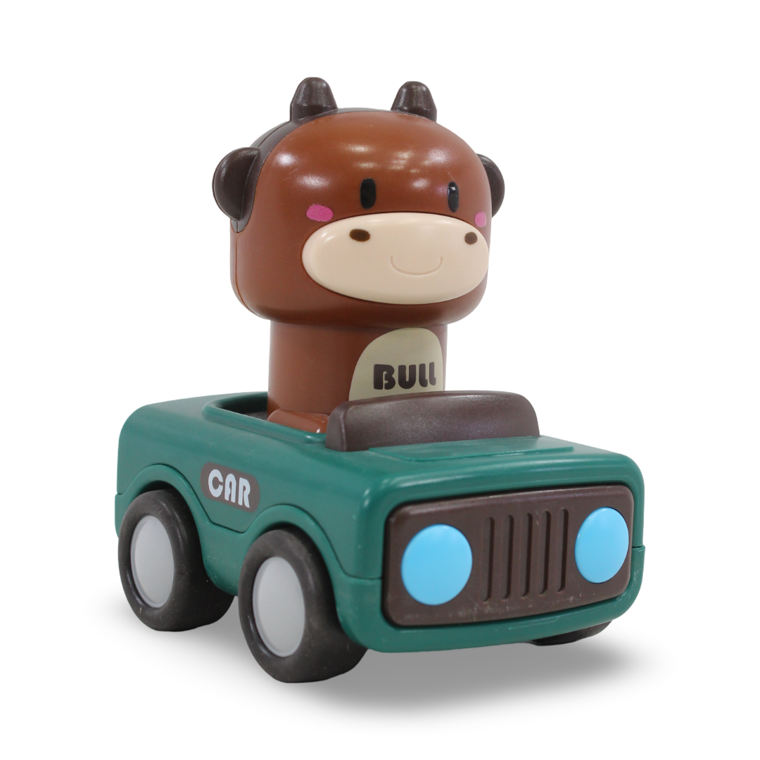 Press & Go Brown Bull Car Figure – Green