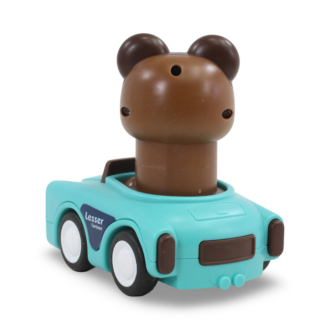 Press & Go Car Brown Bear Figure – Turquoise
