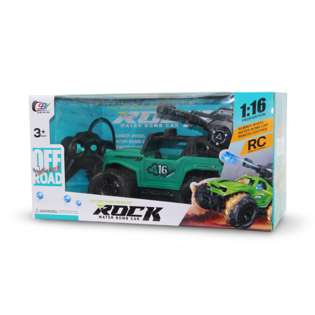 SBY 1:16 Scale "Rock Water Bomb Car" RC Stunt Vehicle – Green - Toys