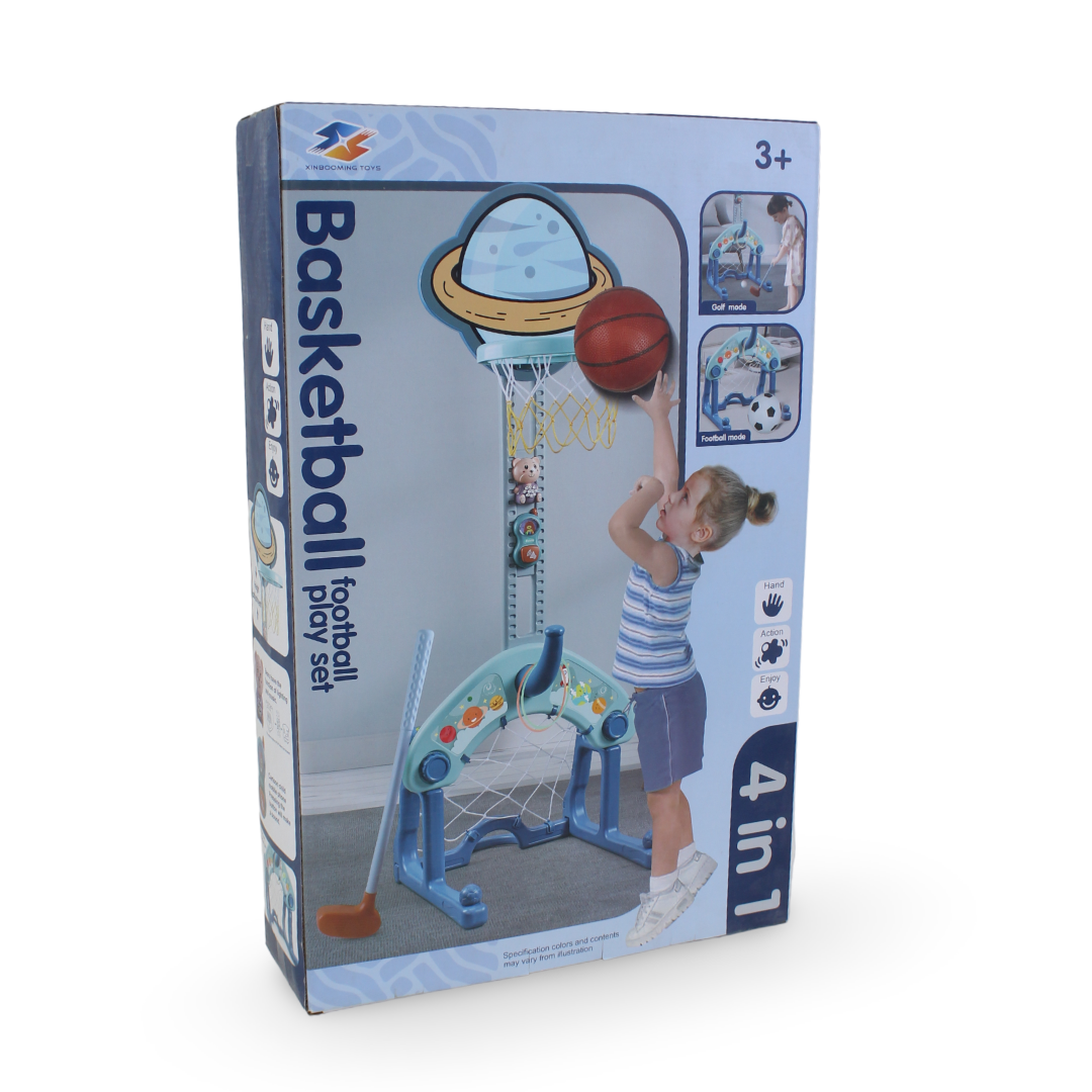 4-in-1 Children's Basketball Stand Play Set – Blue