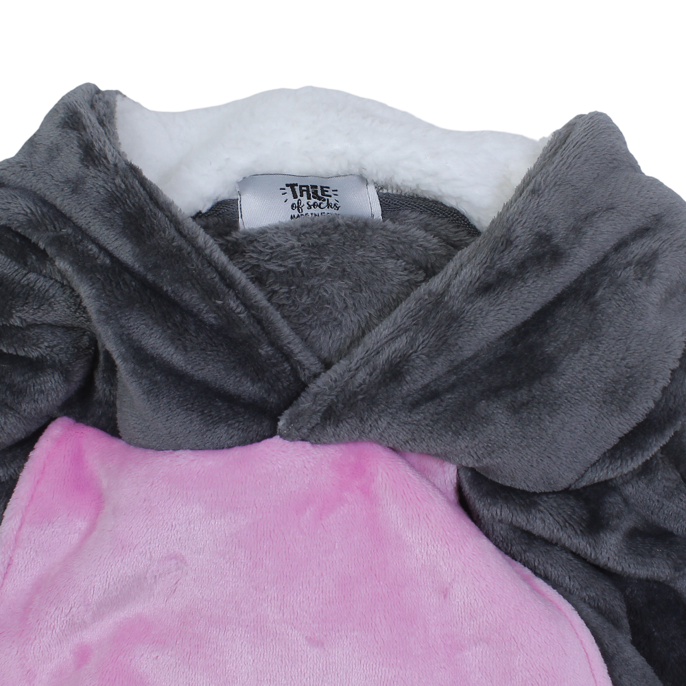 Girls Fleeced Hoodie Blanket – Pink & Grey