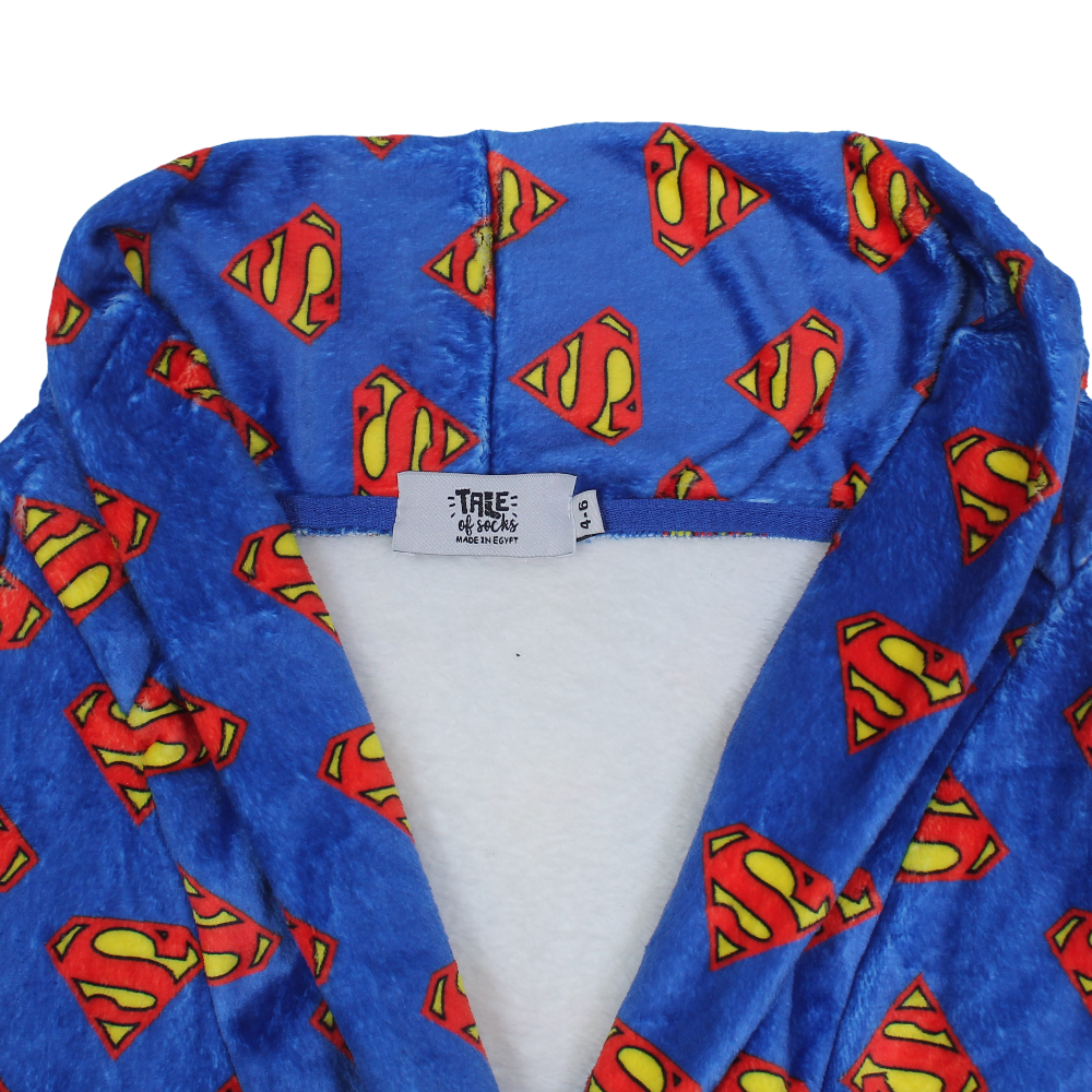 Boys Fleeced Robe – Blue with Superman Print