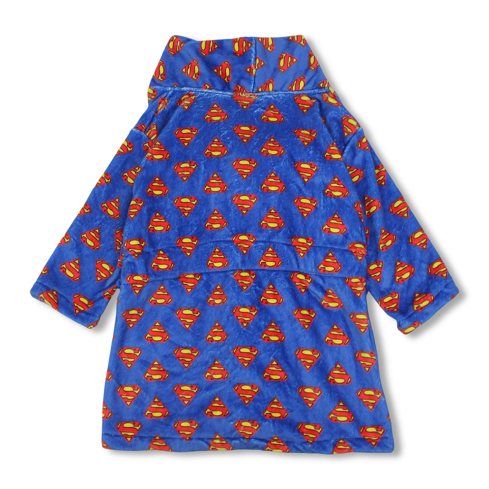 Boys Fleeced Robe – Blue with Superman Print