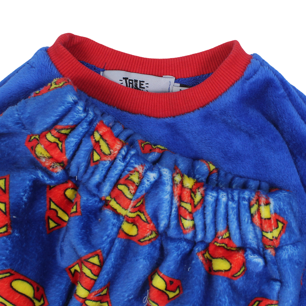 Boys Fleeced Pajama Set – Blue with Superman Design