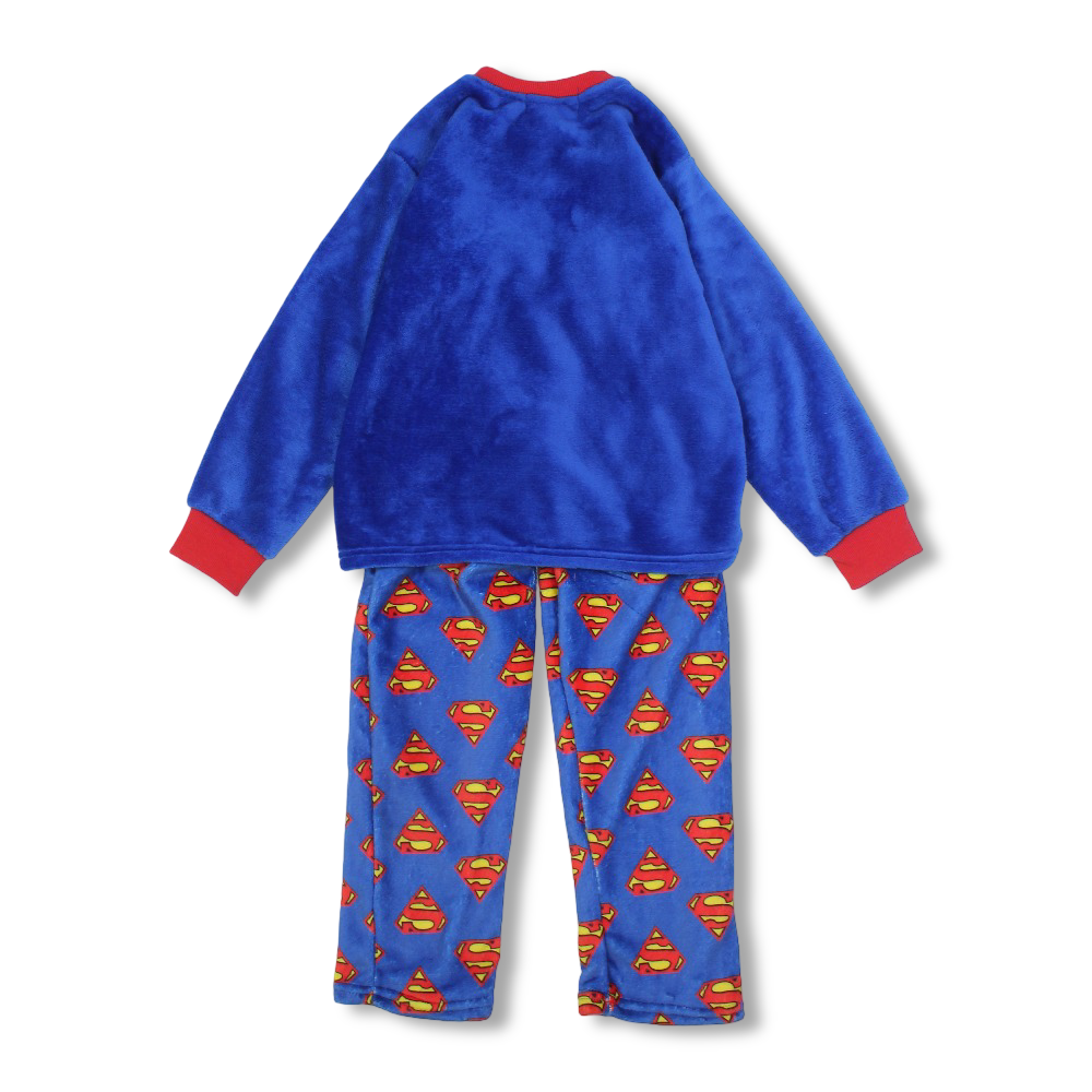 Boys Fleeced Pajama Set – Blue with Superman Design