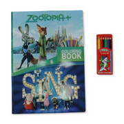 Zootopia + Sing Coloring Book Set with Colored Pencils