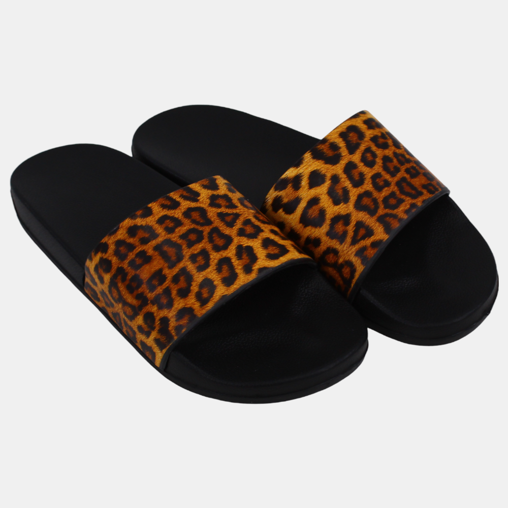 Women's Rubber Slides – Black Tiger Design