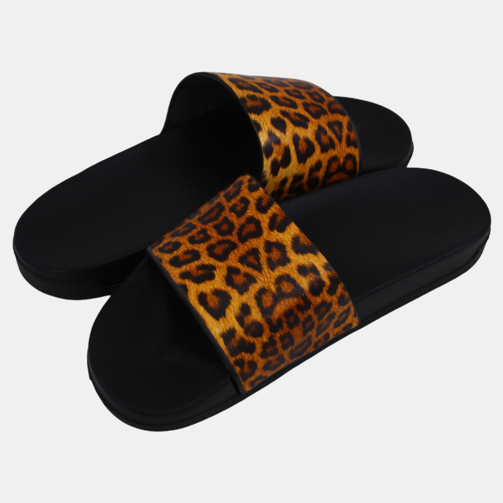 Women's Rubber Slides – Black Tiger Design