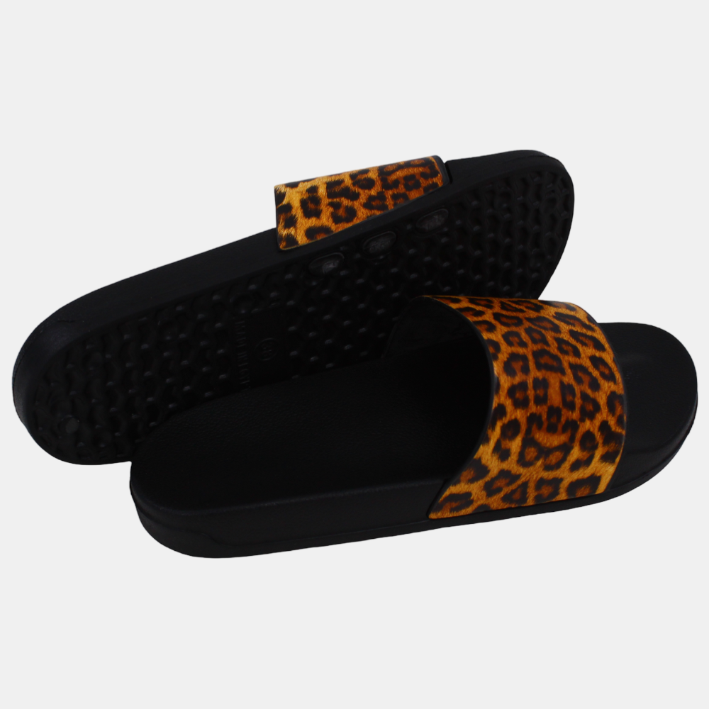 Women's Rubber Slides – Black Tiger Design