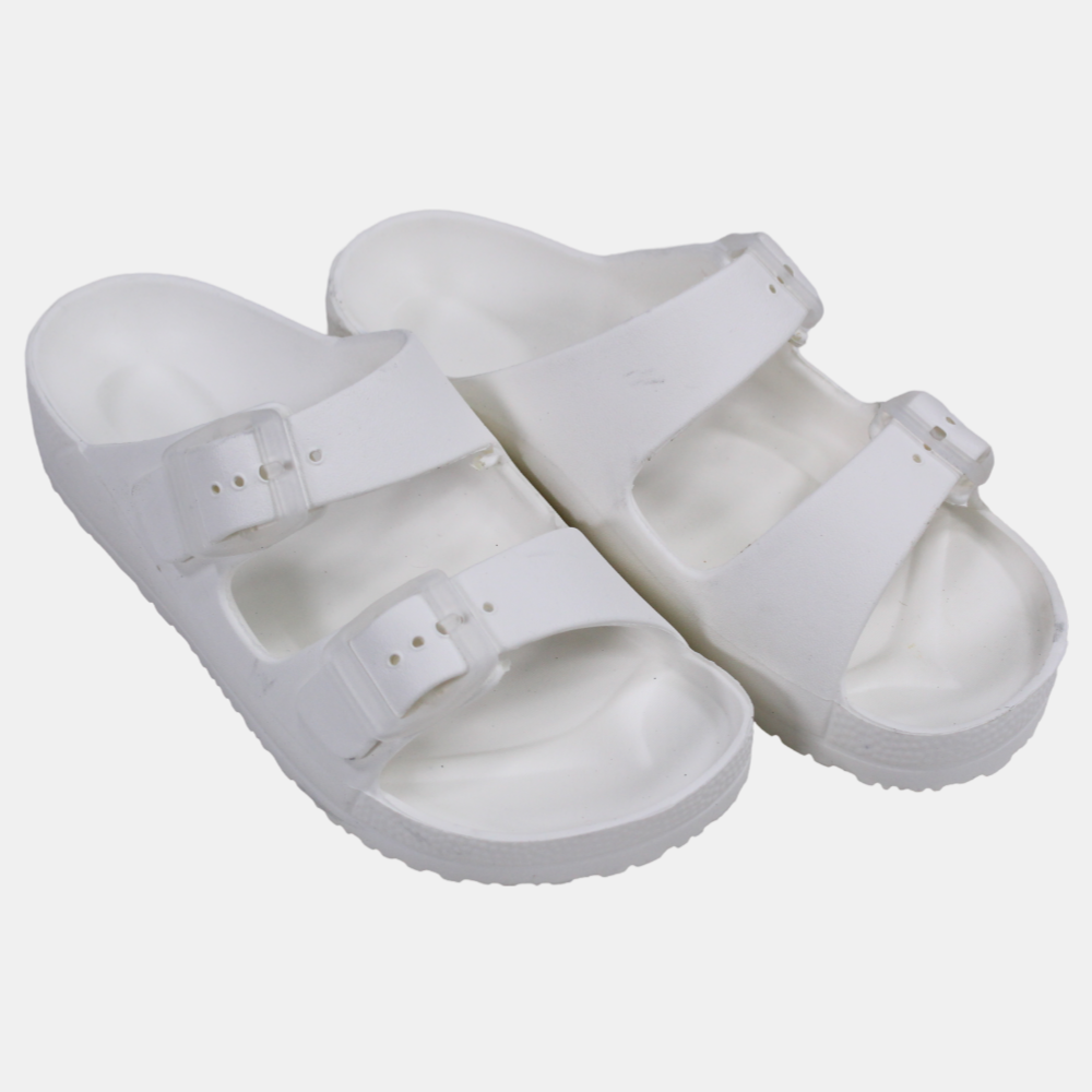 Unisex Kids Rubber Slippers – White Jet Design