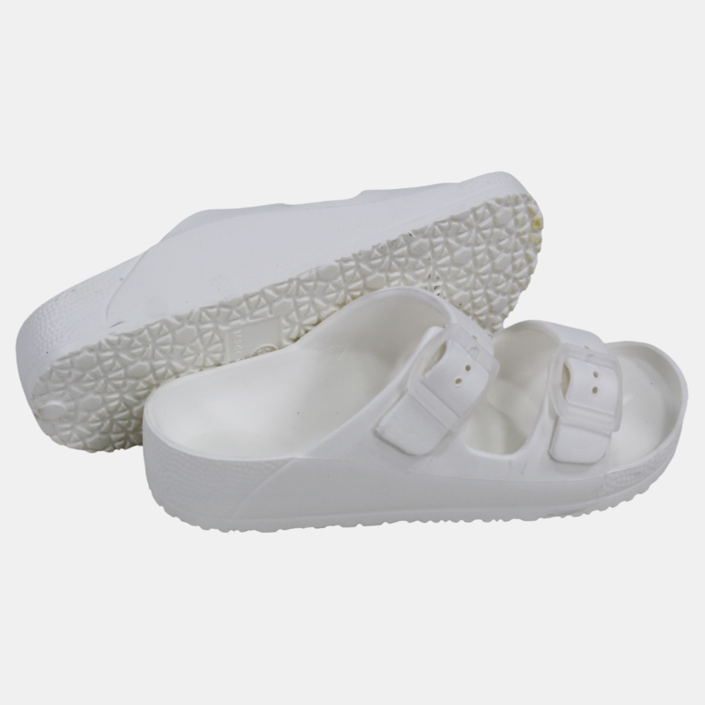 Unisex Kids Rubber Slippers – White Jet Design