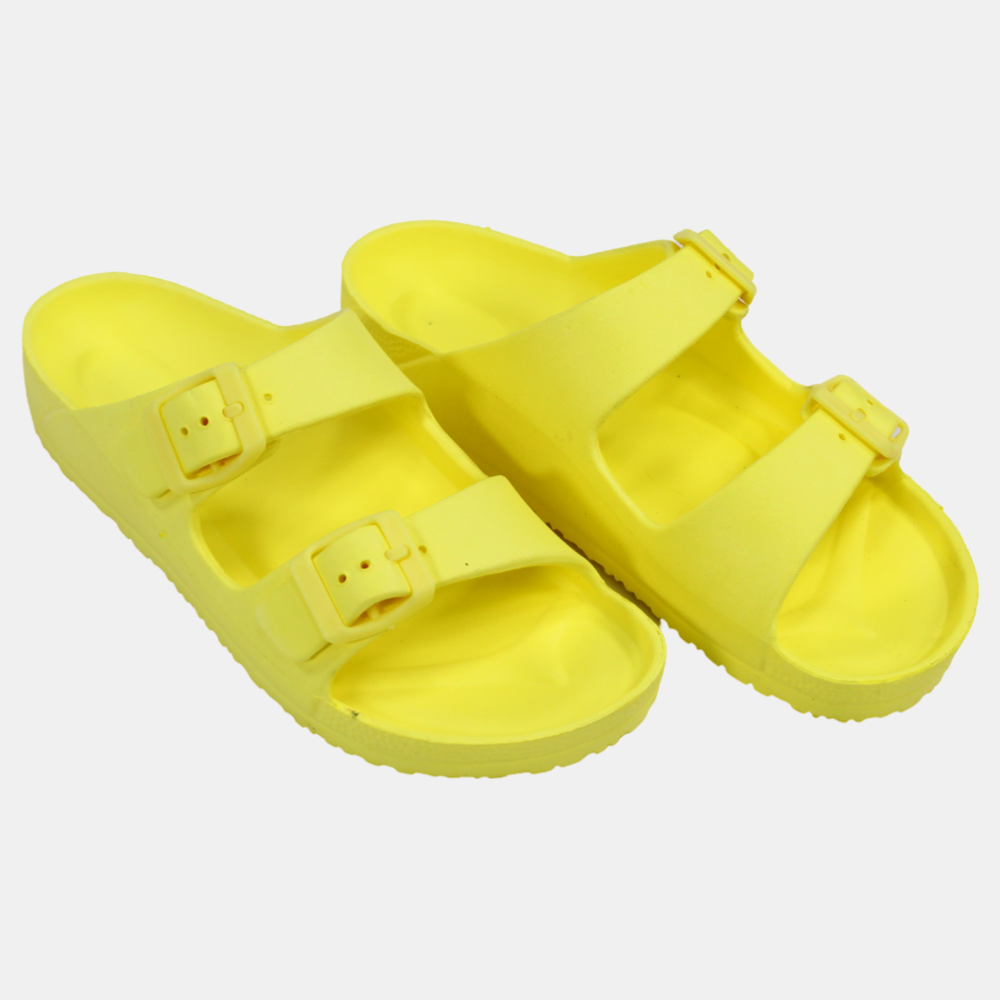 Unisex Rubber Slippers – Yellow Jet Design