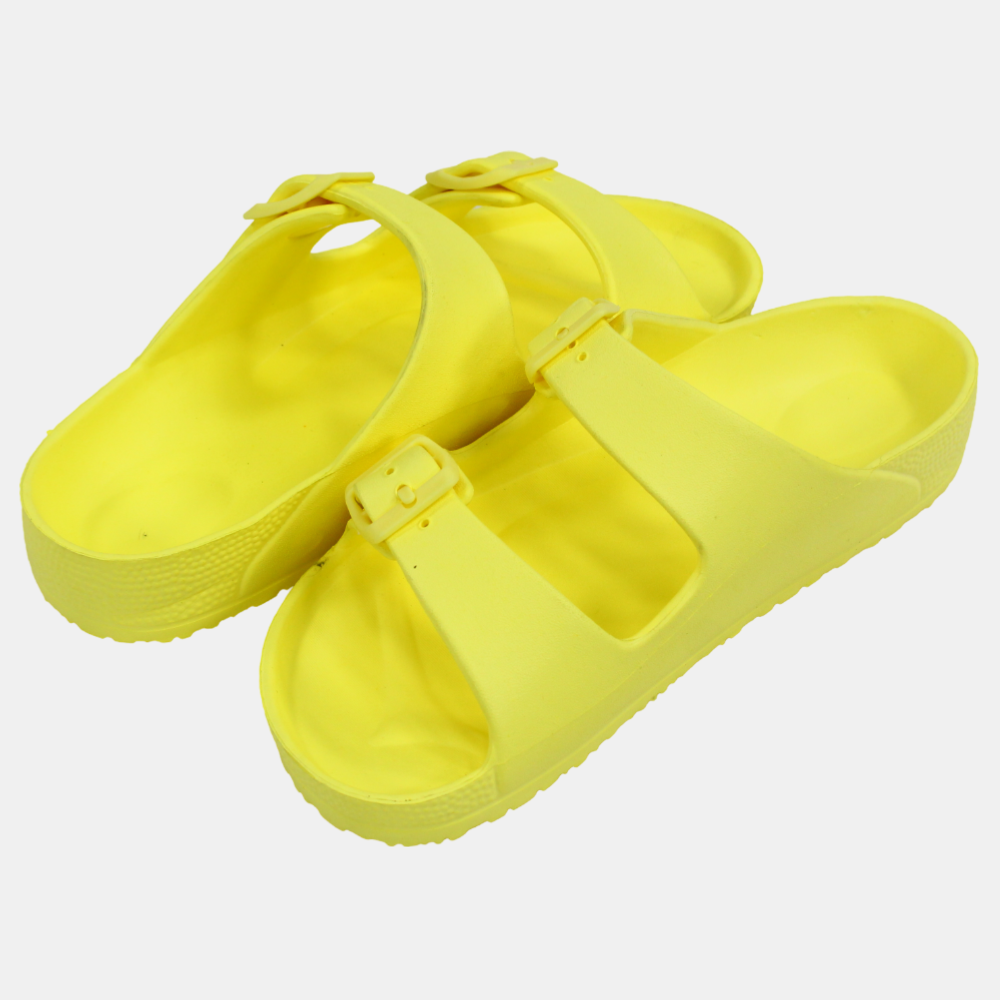 Unisex Rubber Slippers – Yellow Jet Design