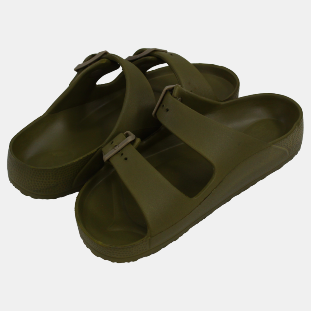 Unisex Rubber Slippers – Khaki Jet Design