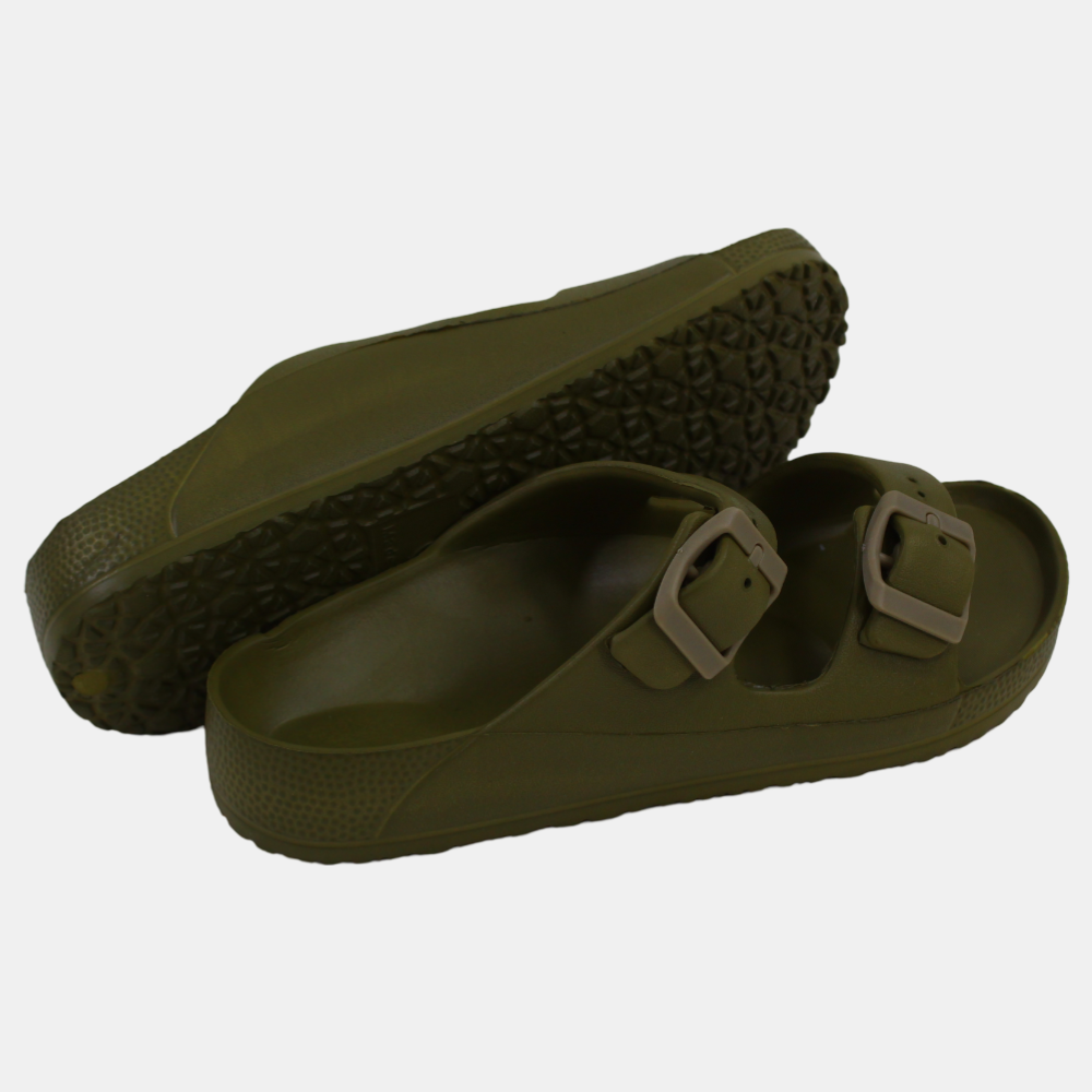 Unisex Rubber Slippers – Khaki Jet Design