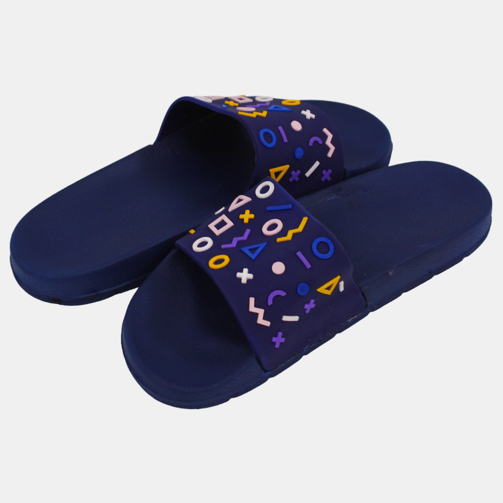 Unisex Rubber Slides – Navy Geometry Design