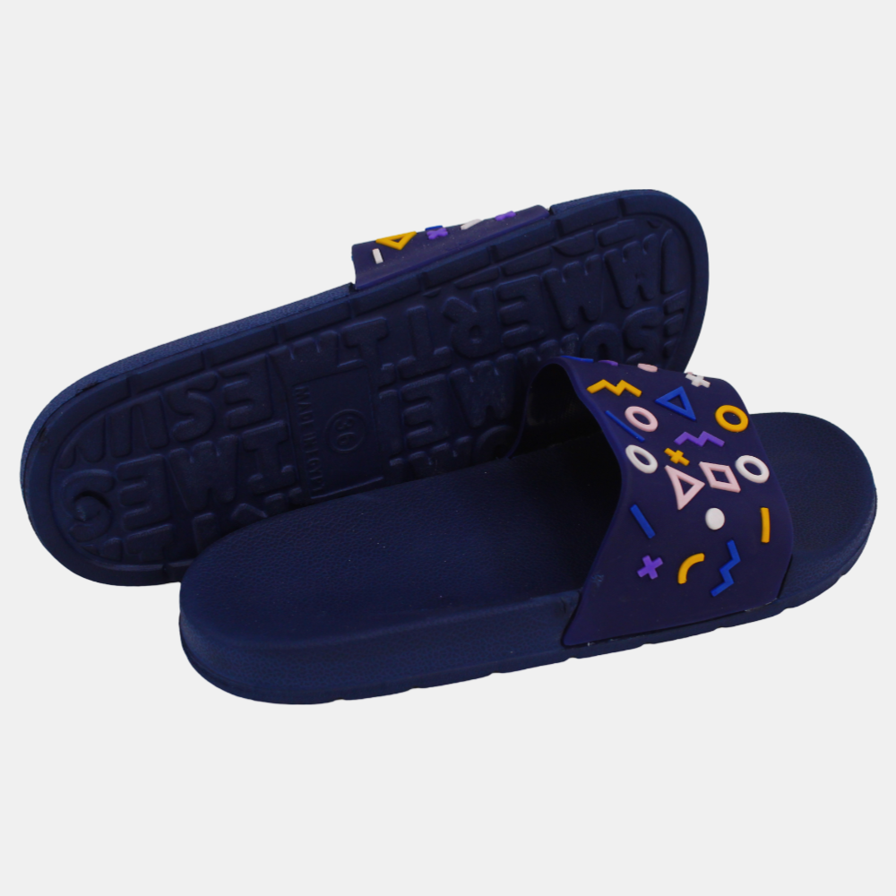 Unisex Rubber Slides – Navy Geometry Design