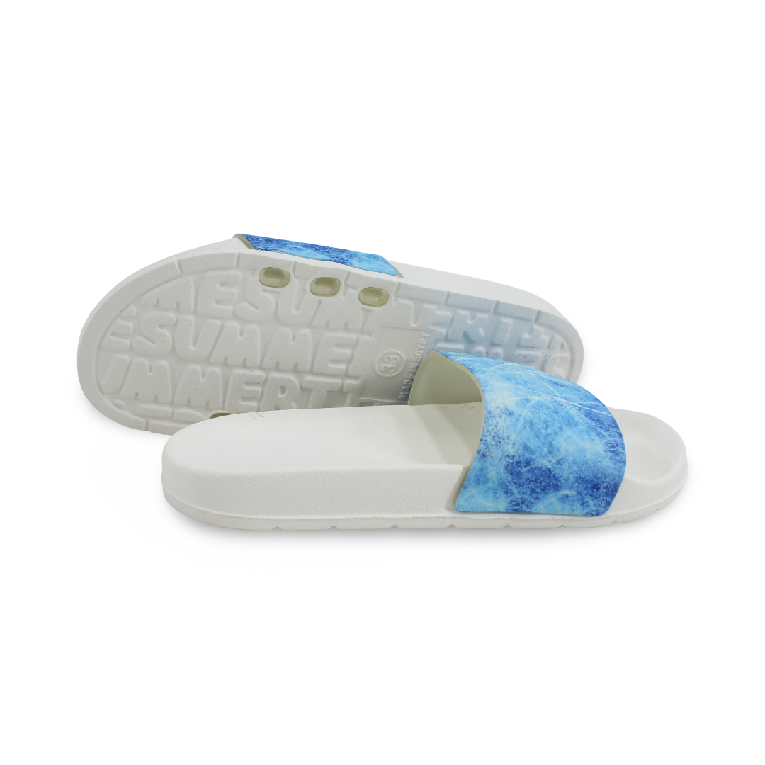 Boys Rubber Slippers – White & Baby Blue