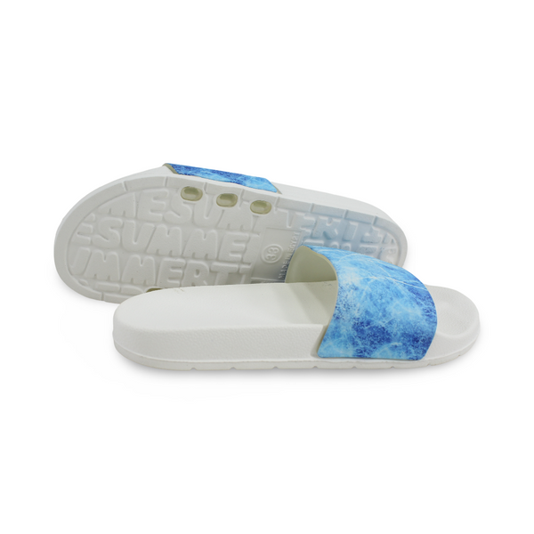 Boys Rubber Slippers – White & Baby Blue