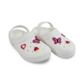 Girls Rubber Crocs – White with Butterfly Design
