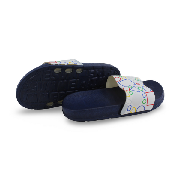 Unisex Rubber Slippers – Navy & White