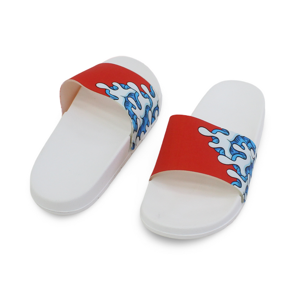 Boys Rubber Slippers – White & Red
