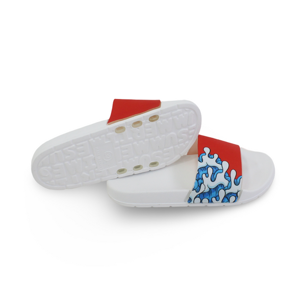 Boys Rubber Slippers – White & Red