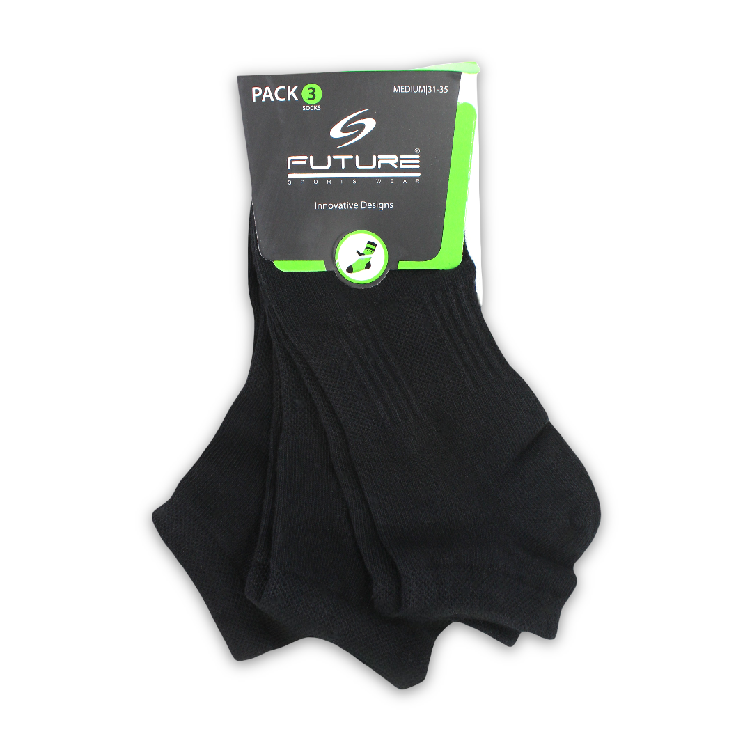 Future Fit Unisex Cotton Low-Cut Socks (M Size) – Pack Of 3