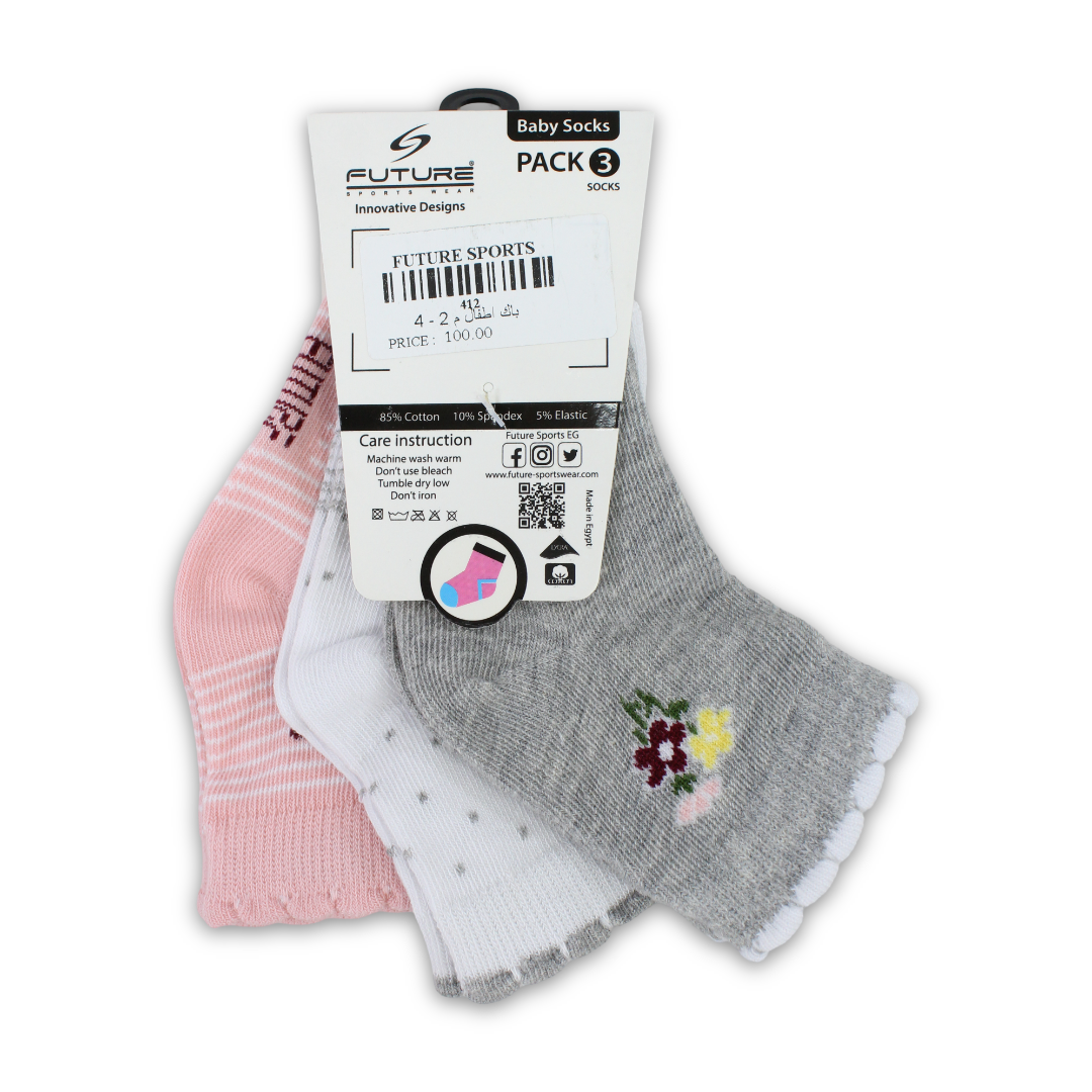 Future Fit Baby Girls Cotton Socks – Pack Of 3