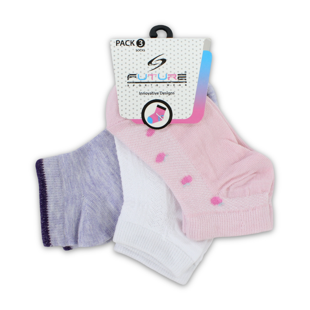Future Fit Baby Girls Cotton Socks – Pack Of 3 - Clothing